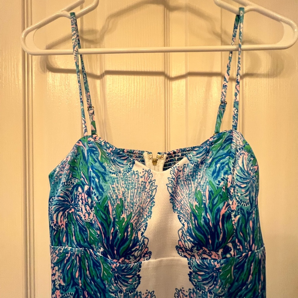 NWT Lilly Pulitzer Slip Dress in Las Olas Aqua Strong Current Sea Eng, size 4 - Picture 4 of 9